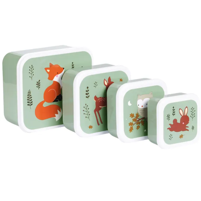 A Little Lovely Company Charlie Lunch & Snack Box forest friends - sage