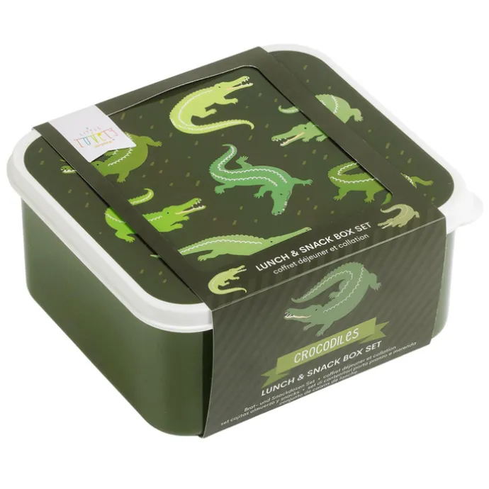 A Little Lovely Company Charlie Lunch & Snack Box crocodiles