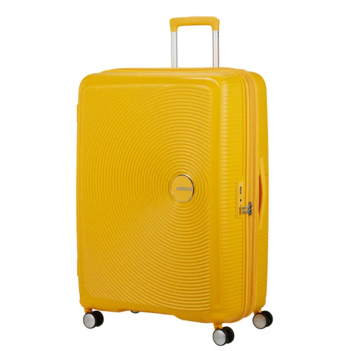 American Tourister Soundbox Spinner 80/30 TSA Expandable golden yellow