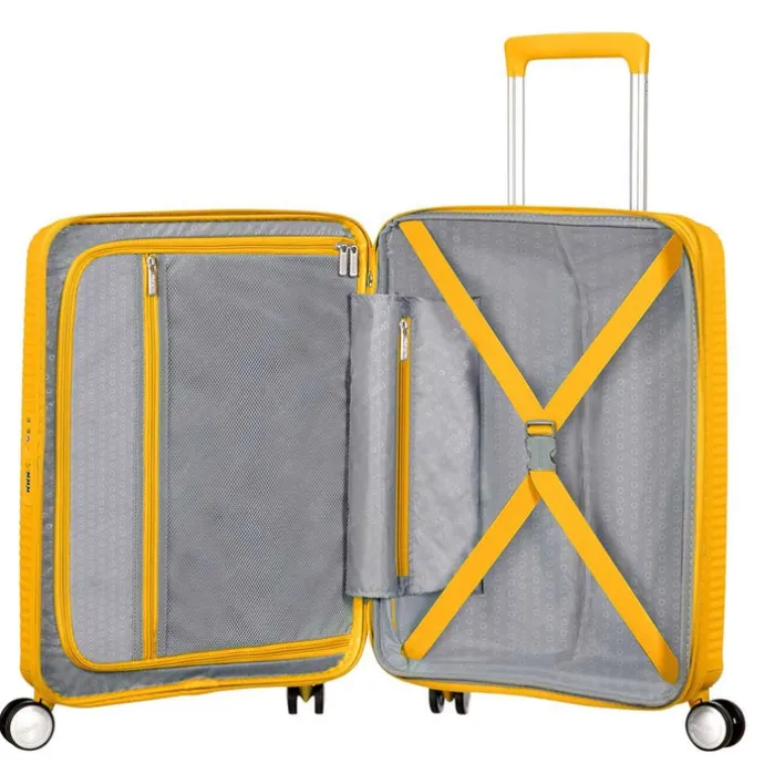 American Tourister Soundbox Spinner 55 Expandable golden yellow