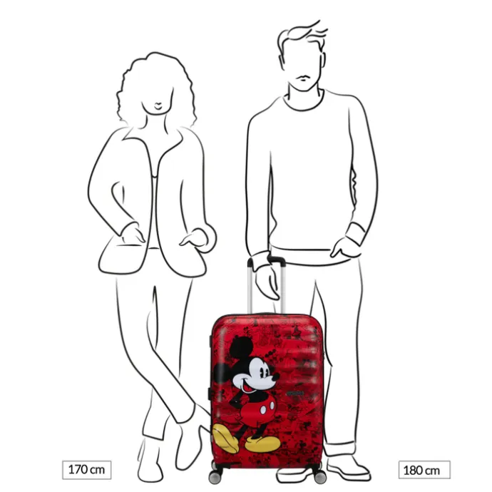 American Tourister Wavebreaker Disney Spinner 67/24 TSA mickey comics red