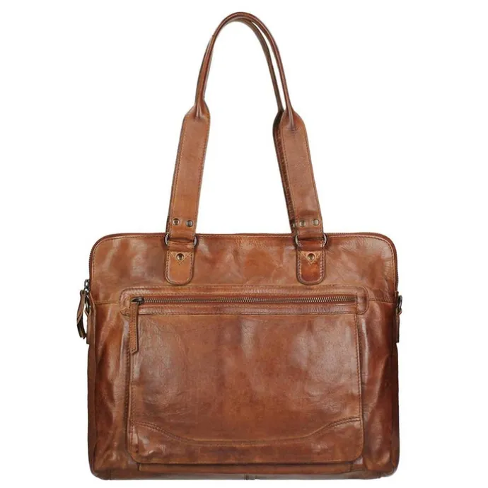 Bear Design Cow Lavato Laptopschoudertas cognac