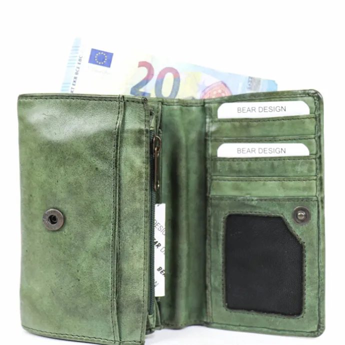 Bear Design Flappie Portemonnee green