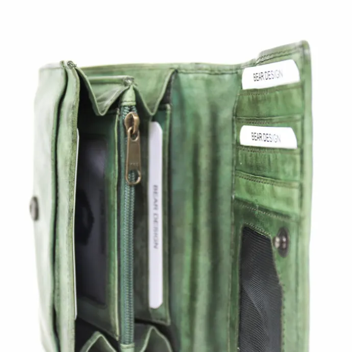 Bear Design Flappie Portemonnee green