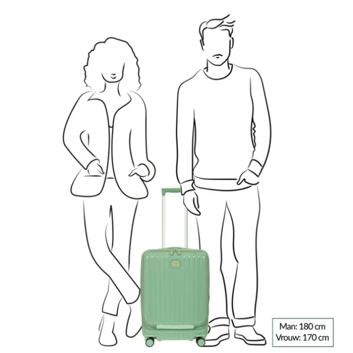 Bric's Positano Cabin Trolley 55 with Pocket sea green