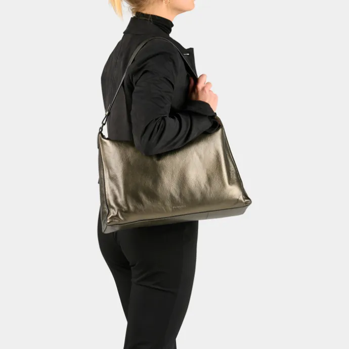 Burkely Creased Crystal Wide Hobo gun metal