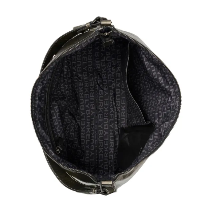 Burkely Creased Crystal Wide Hobo gun metal