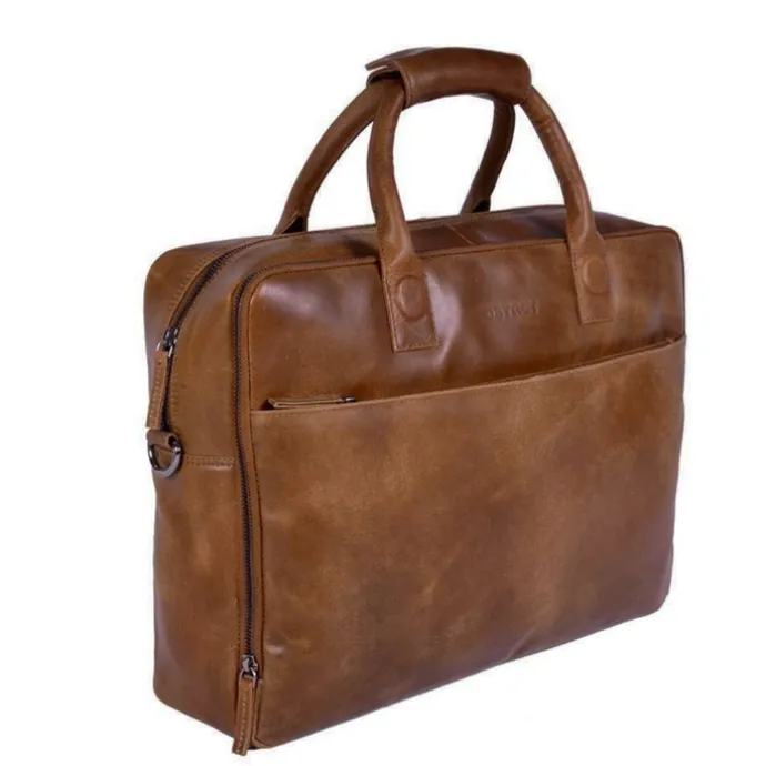 DSTRCT Fletcher Street Business Laptoptas 17.3 inch + Sleutelhanger cognac