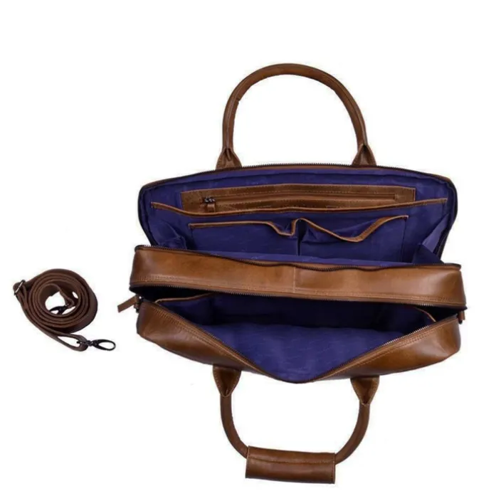 DSTRCT Fletcher Street Business Laptoptas 17.3 inch + Sleutelhanger cognac