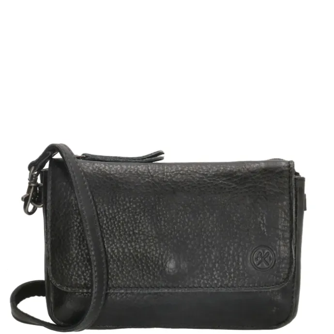 Hide & Stitches Paint Rock Crossover Shoulderbag Flap black