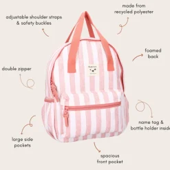 Kidzroom Lille Stripe Frenzy Backpack pink
