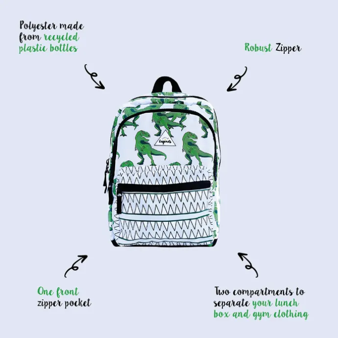 Little Legends Dino Backpack L groen / wit