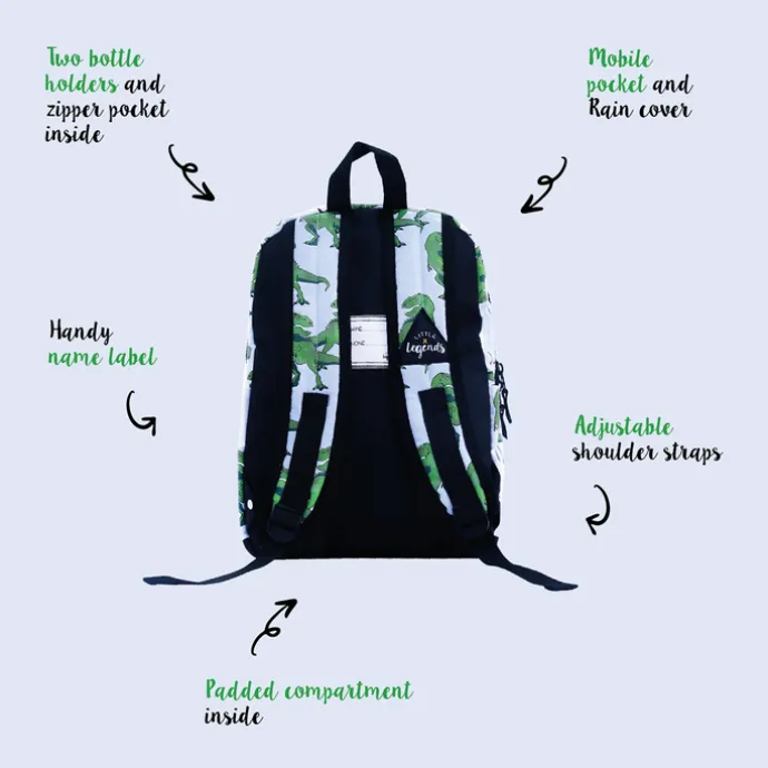 Little Legends Dino Backpack L groen / wit