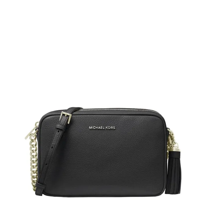 Michael Kors Jet Set Md Camerabag Gold Chain Crossbody black