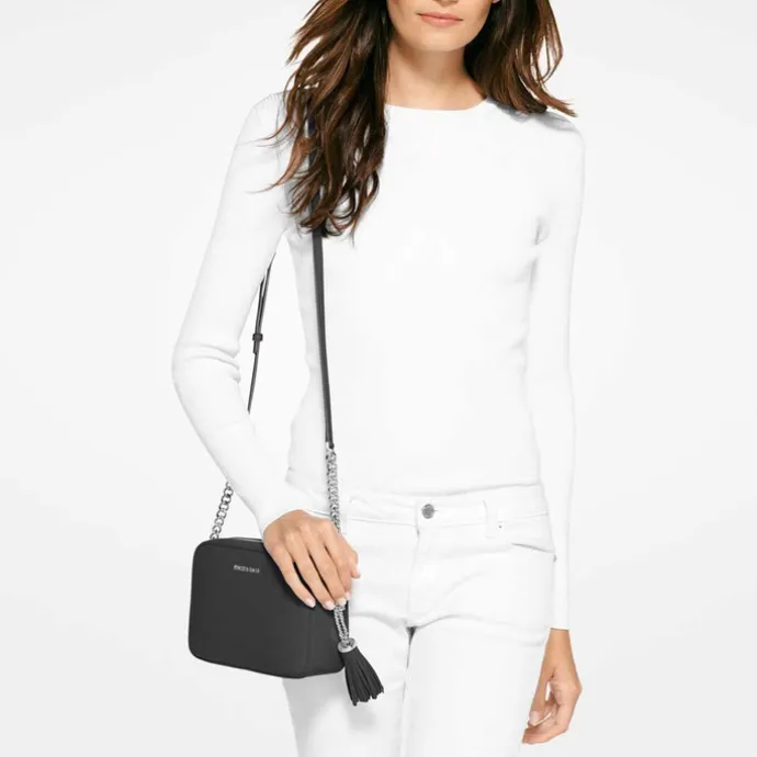 Michael Kors Jet Set Md Camerabag Gold Chain Crossbody black