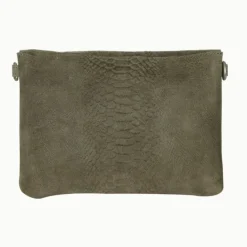 Mozz Luieretui Crossbody Suede snake olive