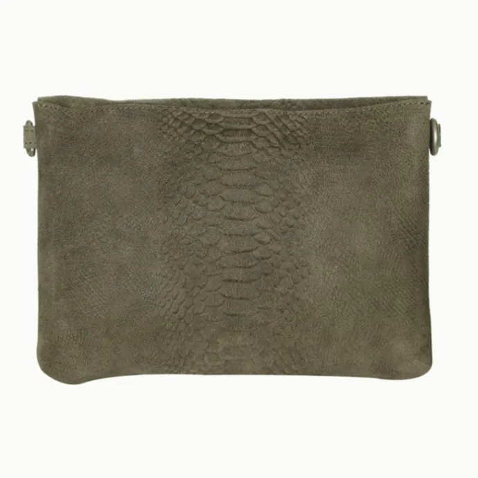 Mozz Luieretui Crossbody Suede snake olive