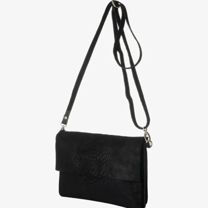 Mozz Luieretui Crossbody Suede snake zwart