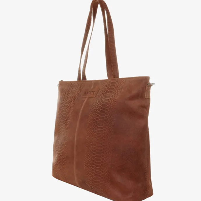 Mozz Momsbag Snake Shopper cognac