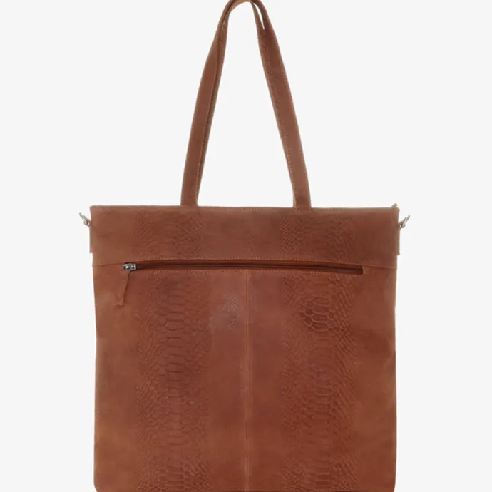 Mozz Momsbag Snake Shopper cognac