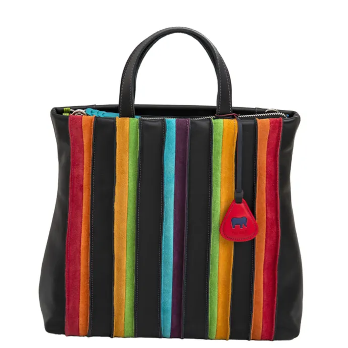 Mywalit Laguna Large Leather and Suede Shopper black