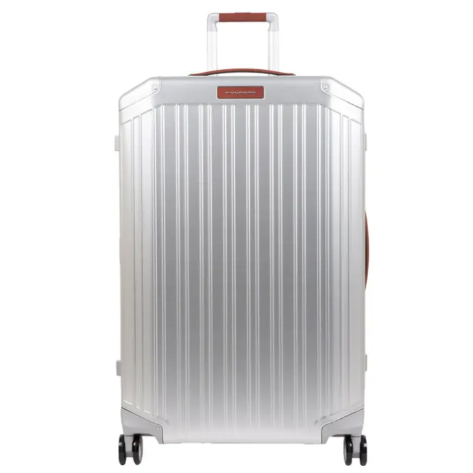 Piquadro Alu Large 4 Wheel Trolley grigio / cuoio