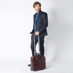 Piquadro Black Square Briefcase with wheels brown