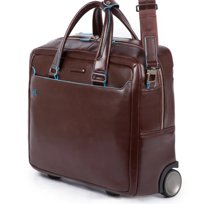 Piquadro Black Square Briefcase with wheels brown