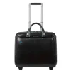 Piquadro Black Square Briefcase with wheels 2 compartments black