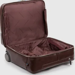 Piquadro Black Square Briefcase with wheels 2 compartments black