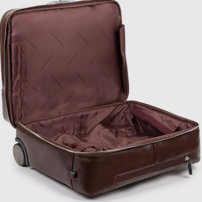Piquadro Black Square Briefcase with wheels 2 compartments black