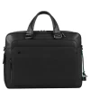 Piquadro Black Square Portfolio Computer Briefcase with iPad Compartment black