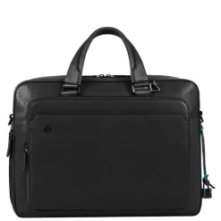 Piquadro Black Square Portfolio Computer Briefcase with iPad Compartment black
