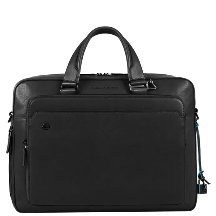 Piquadro Black Square Portfolio Computer Briefcase with iPad Compartment black