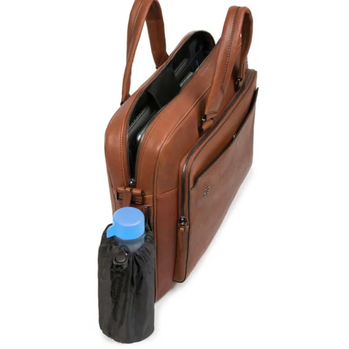 Piquadro Black Square Portfolio Computer Briefcase with iPad Compartment black