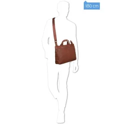 Piquadro Black Square Small Expandable Computer Bag 15.6" tobacco