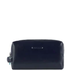 Piquadro Blue Square Beauty bag 2 zippers brown