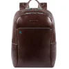 Piquadro Blue Square Computer Backpack with iPad Compartment dark brown