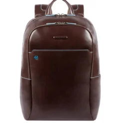 Piquadro Blue Square Computer Backpack with iPad Compartment dark brown