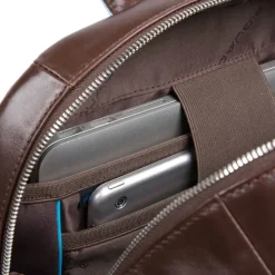 Piquadro Blue Square Computer Backpack with iPad Compartment dark brown
