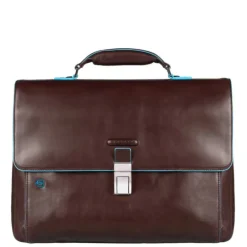 Piquadro Blue Square Exp. Computer Portfolio Briefcase mahogany