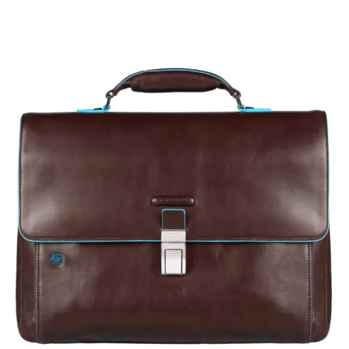 Piquadro Blue Square Exp. Computer Portfolio Briefcase mahogany
