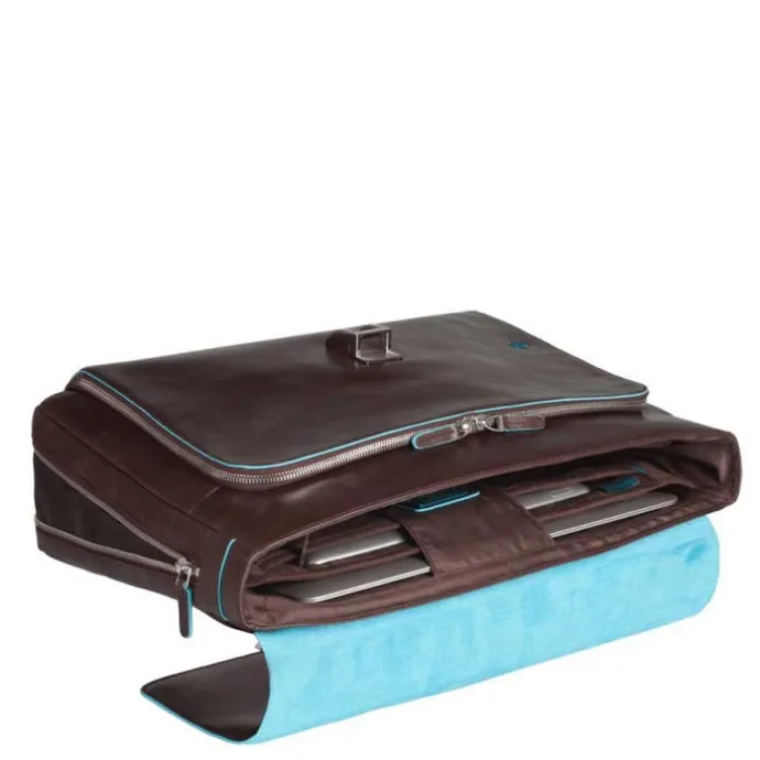 Piquadro Blue Square Exp. Computer Portfolio Briefcase mahogany