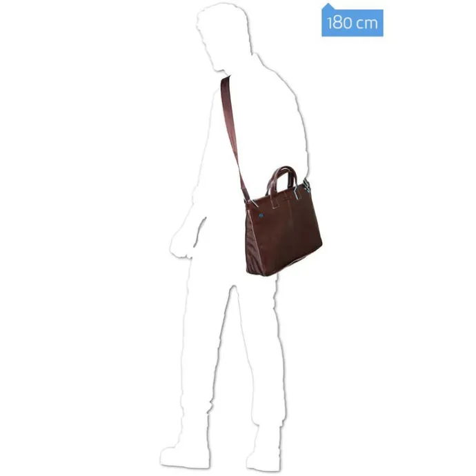 Piquadro Blue Square Expandable Slim Computer Bag 15.6" black