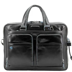 Piquadro Blue Square Organized Laptop & iPad Case black