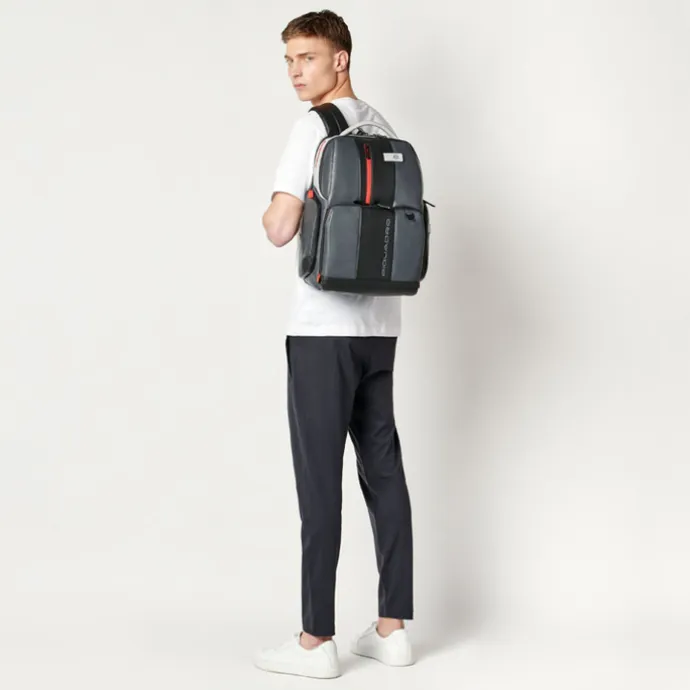 Piquadro Urban PC and iPad Backpack with Anti theft cable grey black