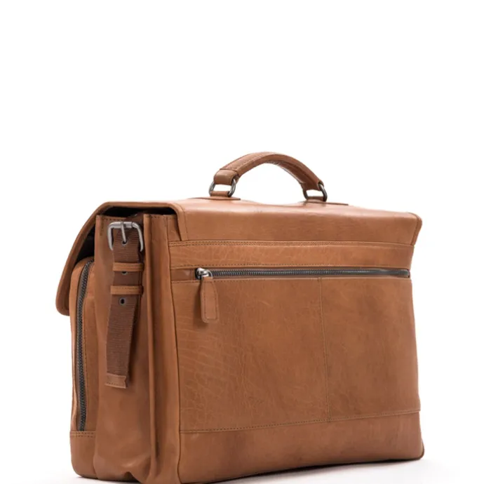 Plevier Quartz Volnerf 3-vaks Laptoptas 15.6" cognac