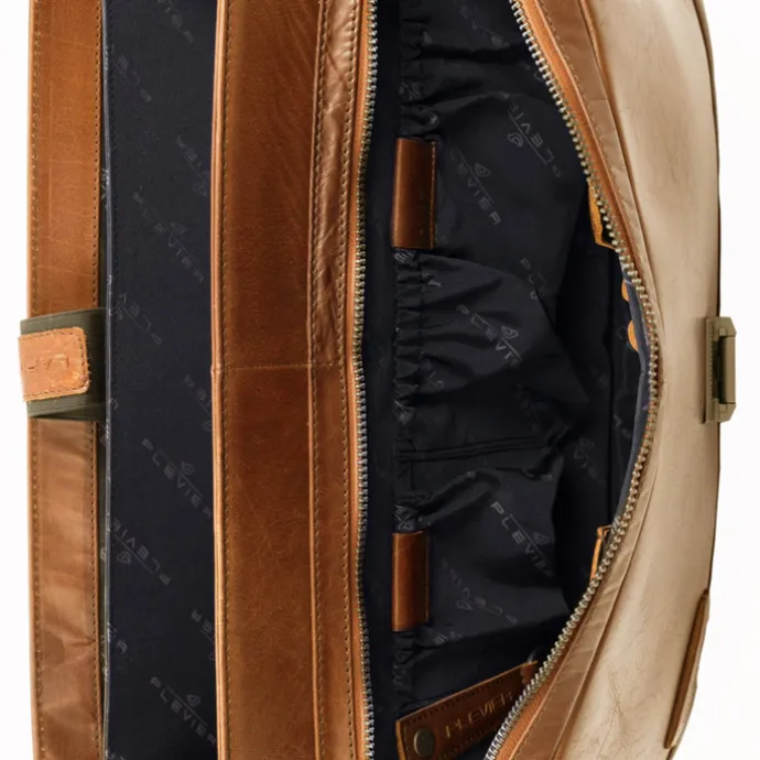 Plevier Quartz Volnerf 3-vaks Laptoptas 15.6" cognac
