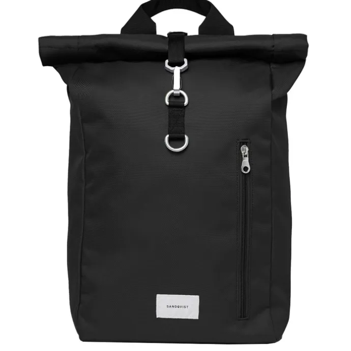Sandqvist Ground Rolltop Backpack L black with black webbing