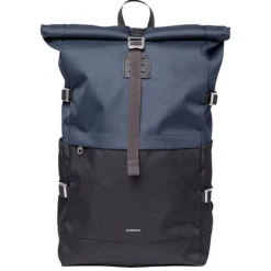 Sandqvist Icon Rolltop Backpack L multi black-navy with black leather